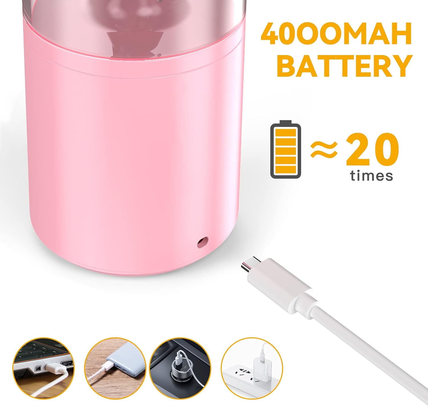 Portable Blender， Blender for Shakes and Smoothies， Personal Blender， USB Rechargeable 14 Oz Mini Blender With for Traveling， Outdoor， Gym， Office - Image 6